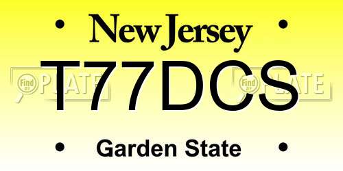 T77DCS New Jersey License Plate