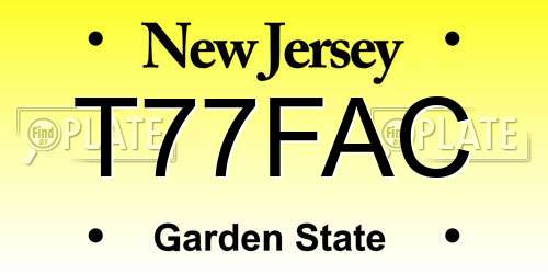 T77FAC New Jersey License Plate