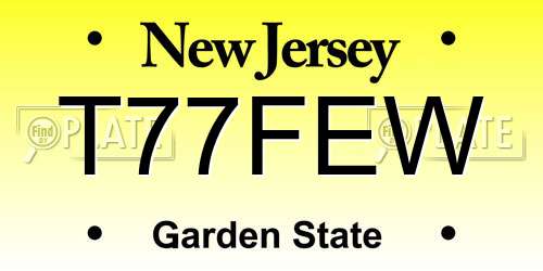 T77FEW New Jersey License Plate