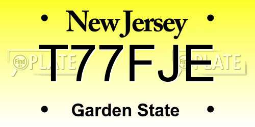 T77FJE New Jersey License Plate