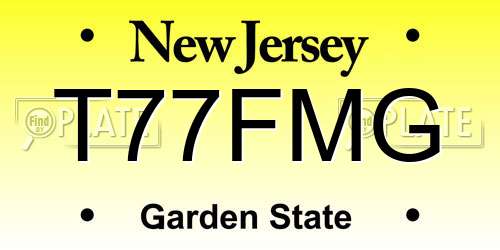 T77FMG New Jersey License Plate
