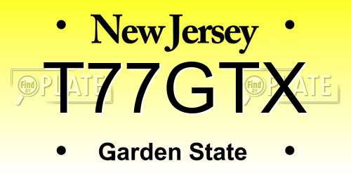 T77GTX New Jersey License Plate