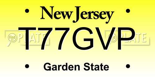 T77GVP New Jersey License Plate