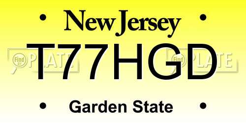 T77HGD New Jersey License Plate