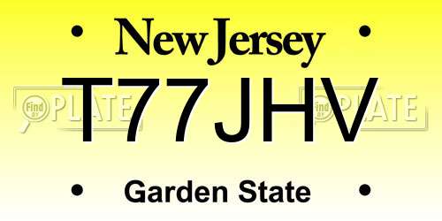T77JHV New Jersey License Plate