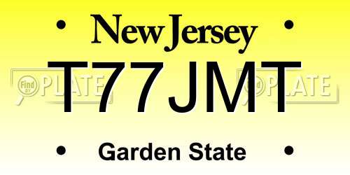 T77JMT New Jersey License Plate