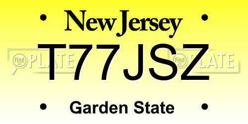 T77JSZ New Jersey License Plate