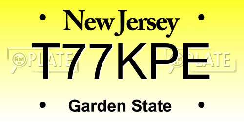 T77KPE New Jersey License Plate