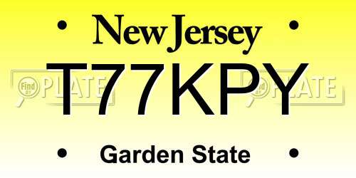 T77KPY New Jersey License Plate