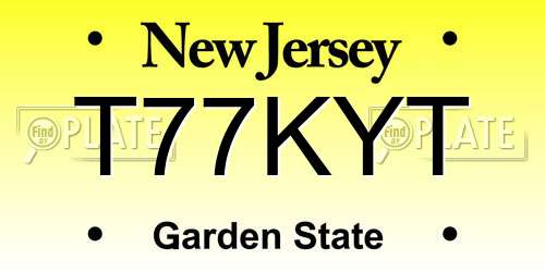 T77KYT New Jersey License Plate