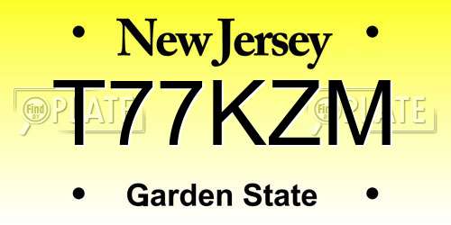 T77KZM New Jersey License Plate