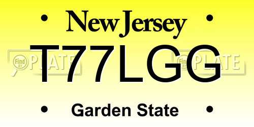 T77LGG New Jersey License Plate