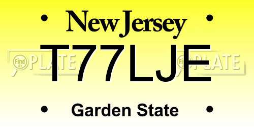 T77LJE New Jersey License Plate