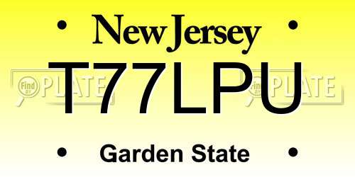 T77LPU New Jersey License Plate