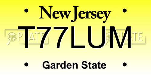 T77LUM New Jersey License Plate