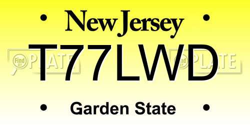 T77LWD New Jersey License Plate