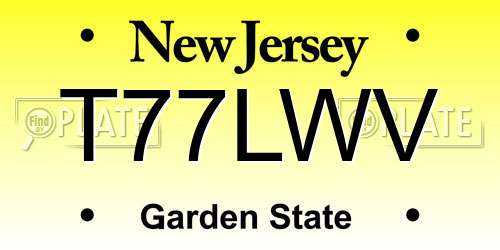 T77LWV New Jersey License Plate