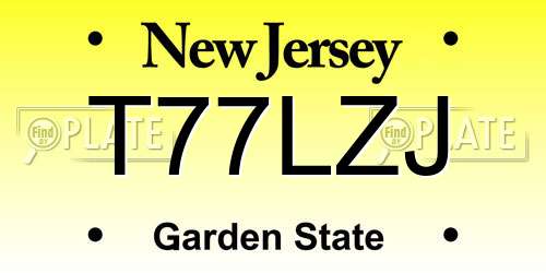 T77LZJ New Jersey License Plate