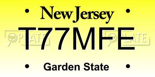 T77MFE New Jersey License Plate