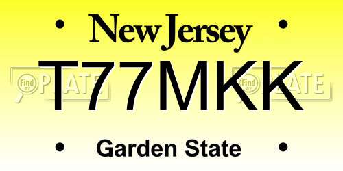 T77MKK New Jersey License Plate