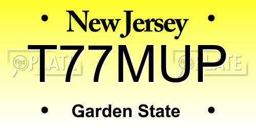 T77MUP New Jersey License Plate