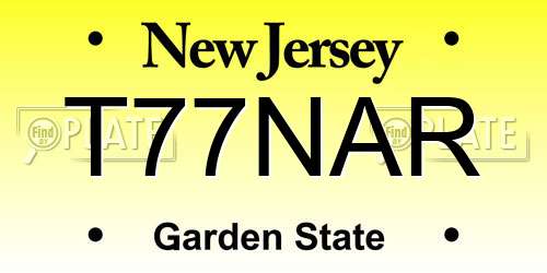 T77NAR New Jersey License Plate