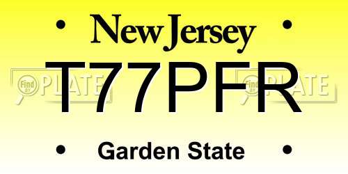 T77PFR New Jersey License Plate