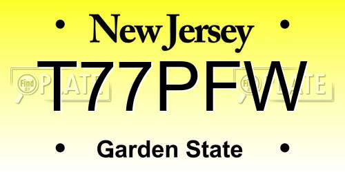 T77PFW New Jersey License Plate