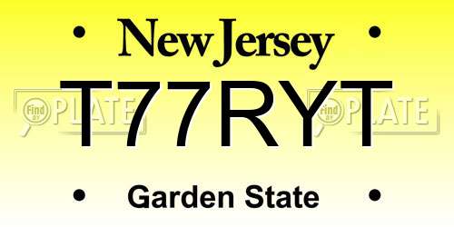 T77RYT New Jersey License Plate