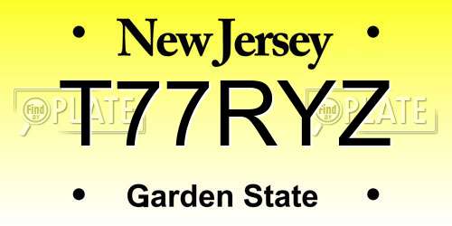 T77RYZ New Jersey License Plate
