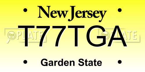 T77TGA New Jersey License Plate