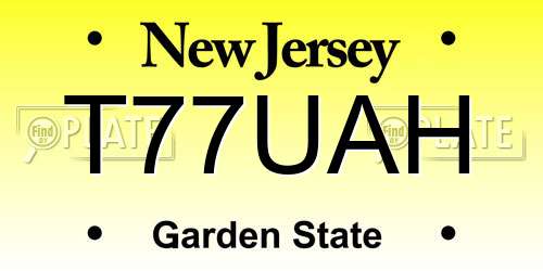 T77UAH New Jersey License Plate