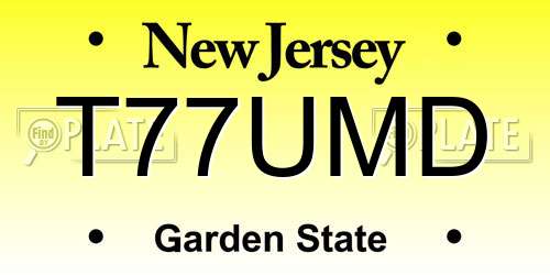 T77UMD New Jersey License Plate