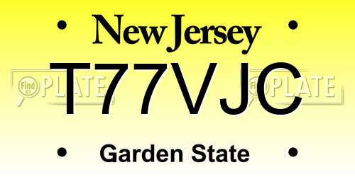 T77VJC New Jersey License Plate