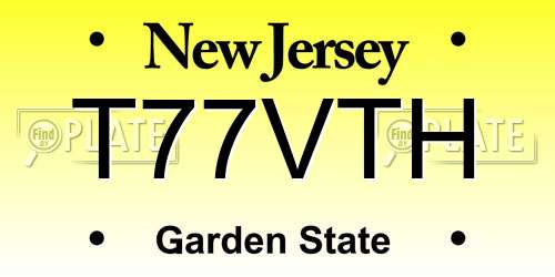 T77VTH New Jersey License Plate