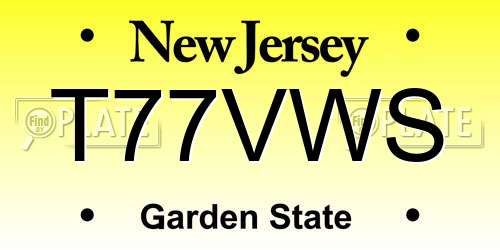 T77VWS New Jersey License Plate
