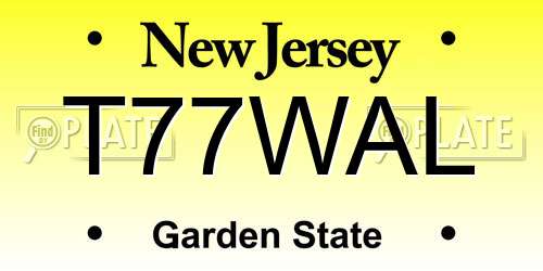 T77WAL New Jersey License Plate