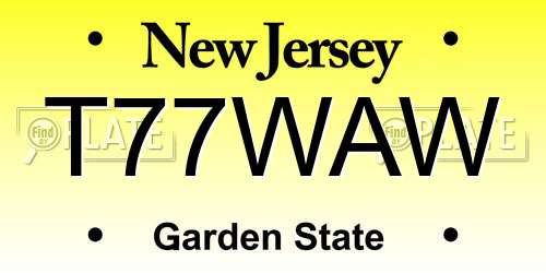 T77WAW New Jersey License Plate