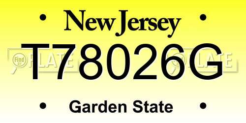 T78026G New Jersey License Plate