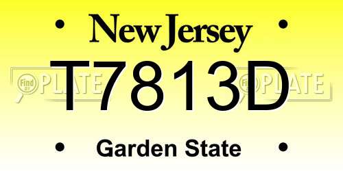 T7813D New Jersey License Plate