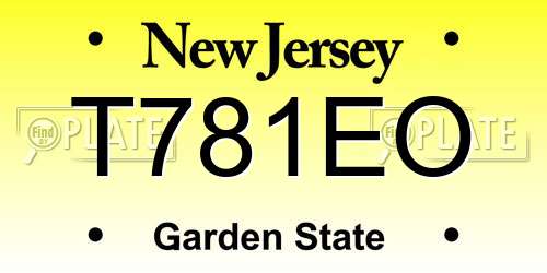 T781EO New Jersey License Plate
