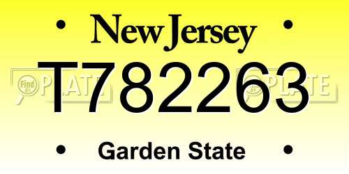 T782263 New Jersey License Plate