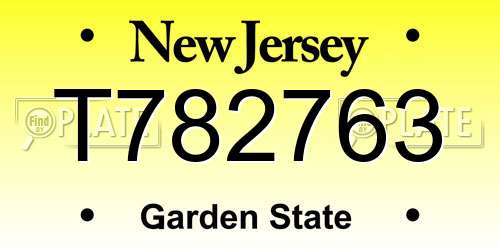 T782763 New Jersey License Plate