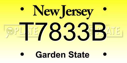 T7833B New Jersey License Plate