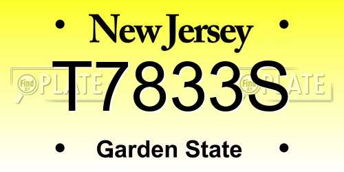 T7833S New Jersey License Plate