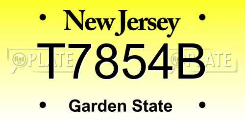 T7854B New Jersey License Plate