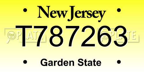 T787263 New Jersey License Plate