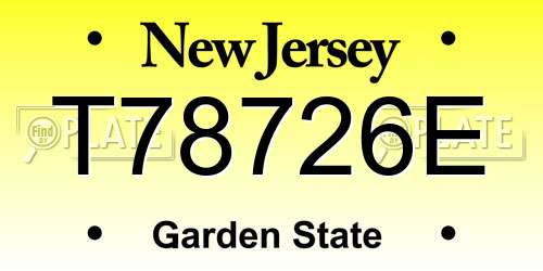 T78726E New Jersey License Plate