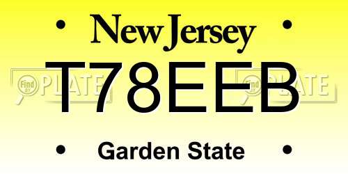 T78EEB New Jersey License Plate
