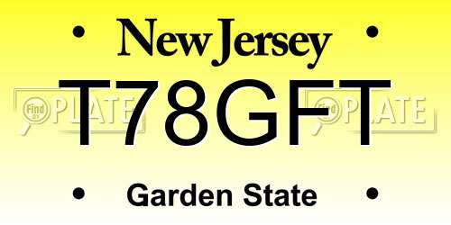 T78GFT New Jersey License Plate